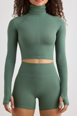 Oh Polly Women'S Clothing Sale - $65 And Under | Women'S Clothing Sale - $40 And Under^Soft Active Turtleneck Crop Top in Khaki