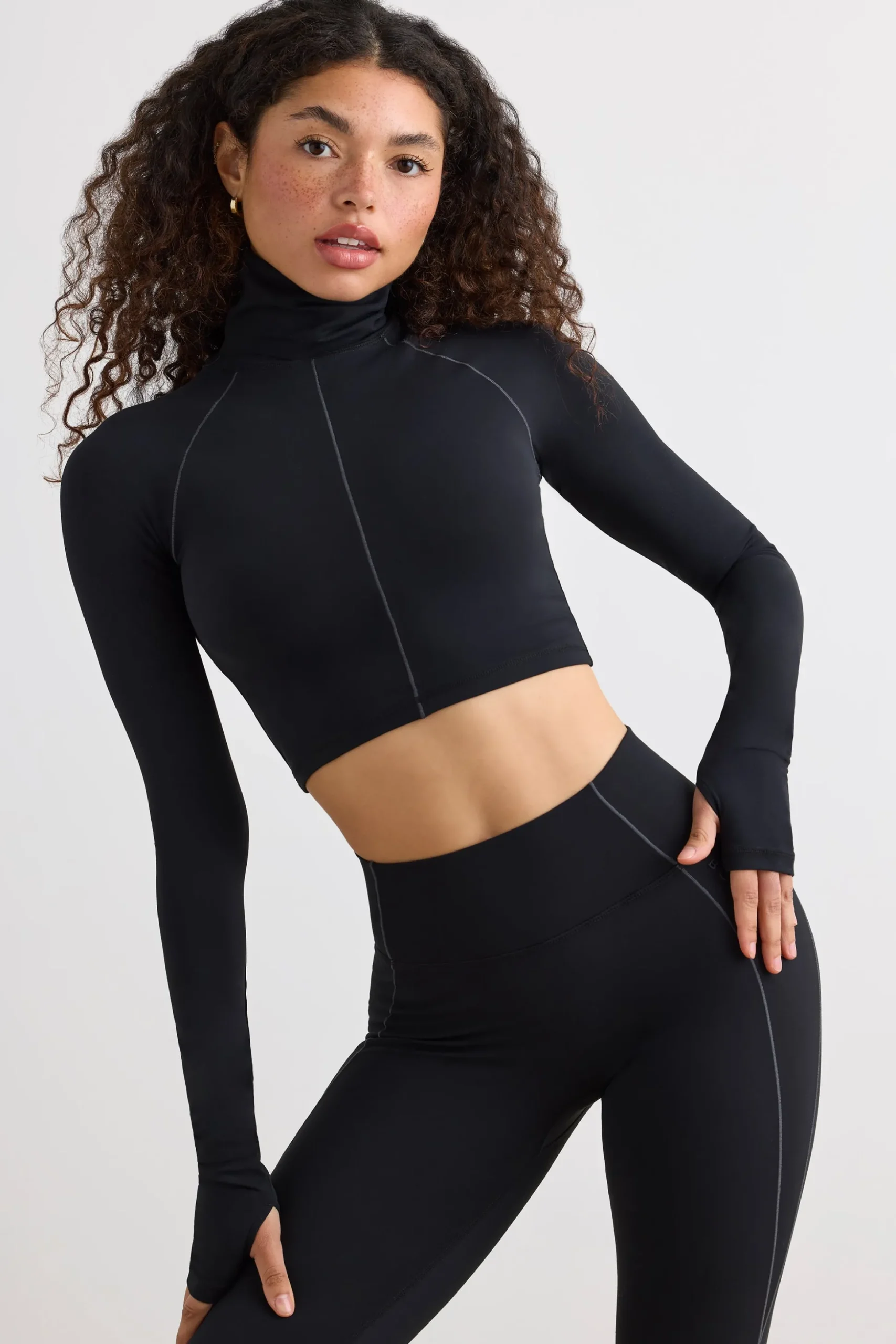 Oh Polly Women'S Clothing Sale - $65 And Under | Women'S Clothing Sale - $40 And Under^Soft Active Turtleneck Crop Top in Black