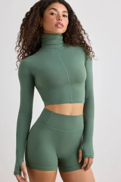 Oh Polly Women'S Clothing Sale - $65 And Under | Women'S Clothing Sale - $40 And Under^Soft Active Turtleneck Crop Top in Khaki