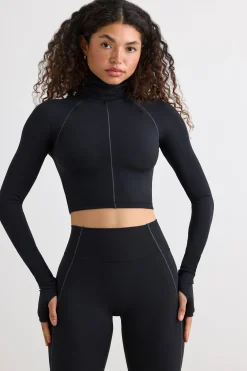 Oh Polly Women'S Clothing Sale - $65 And Under | Women'S Clothing Sale - $40 And Under^Soft Active Turtleneck Crop Top in Black
