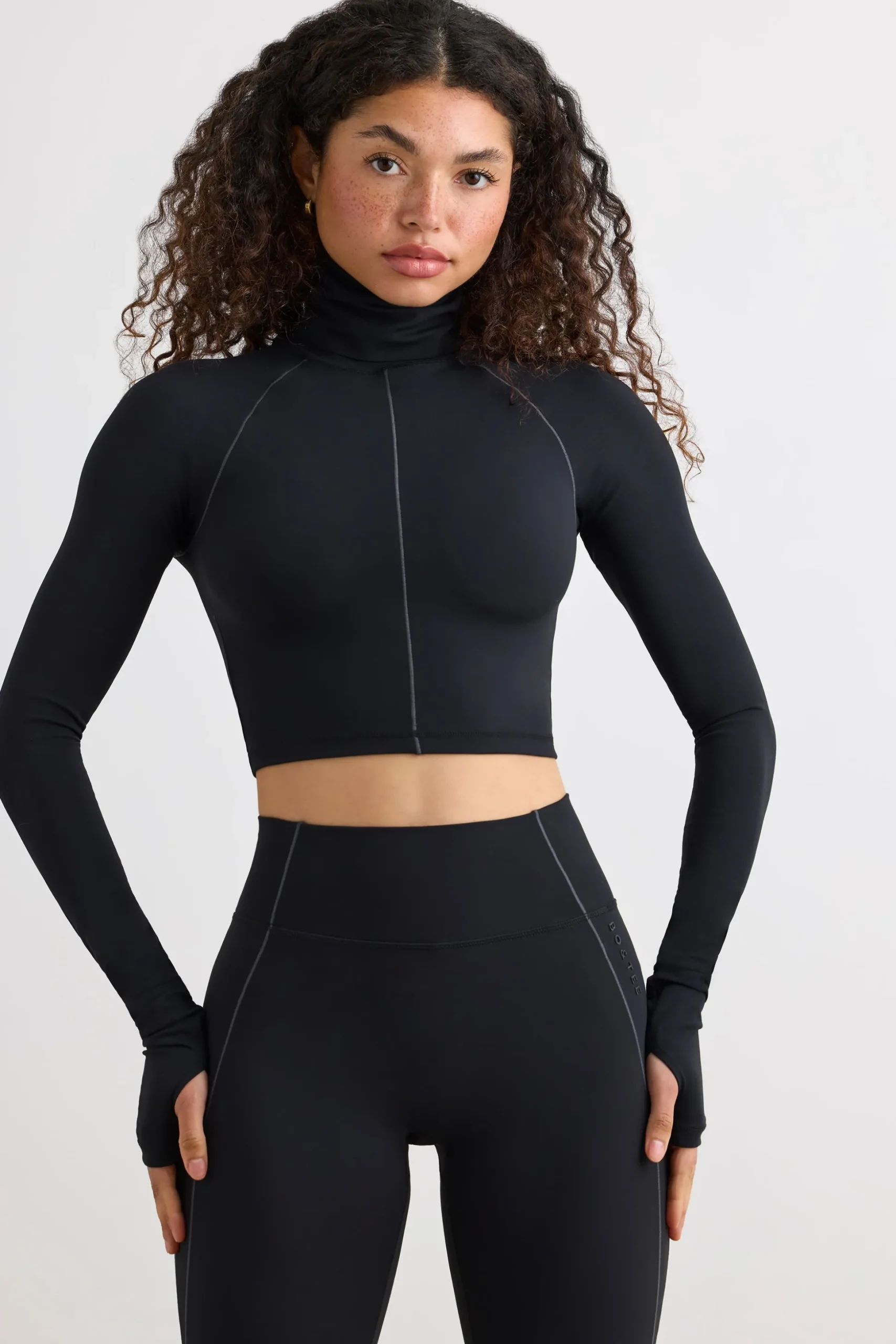 Oh Polly Women'S Clothing Sale - $65 And Under | Women'S Clothing Sale - $40 And Under^Soft Active Turtleneck Crop Top in Black