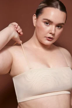 Oh Polly Lounge & Intimates | Bride To Be^Soft Mesh Bandeau Bra in Beige