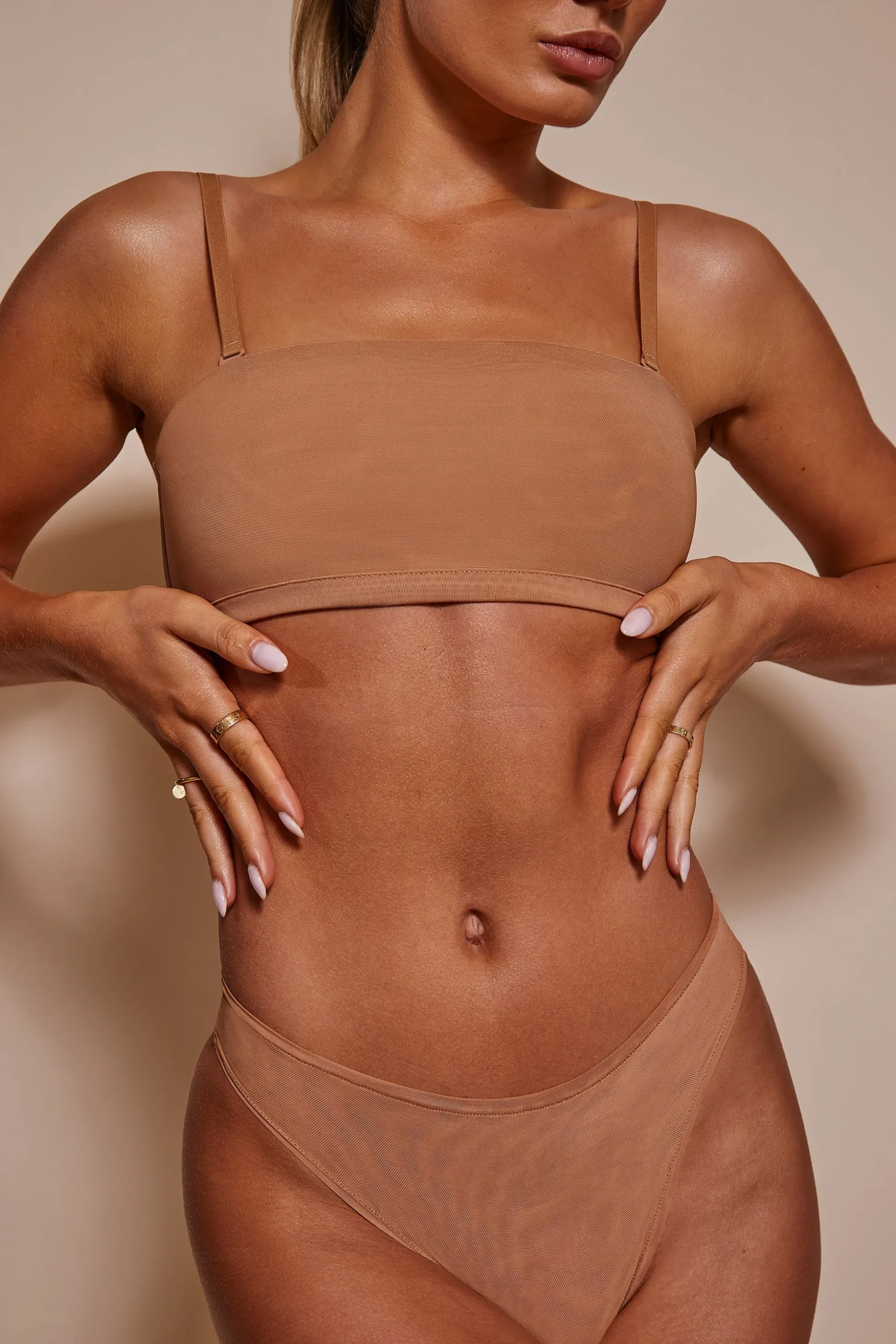 Oh Polly Lounge & Intimates | Bride To Be^Soft Mesh Bandeau Bra in Honey