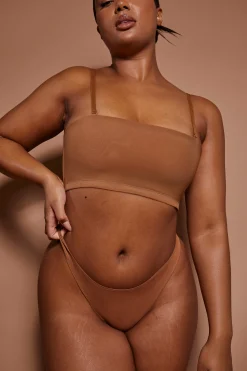 Oh Polly Lounge & Intimates | Bride To Be^Soft Mesh Bandeau Bra in Almond