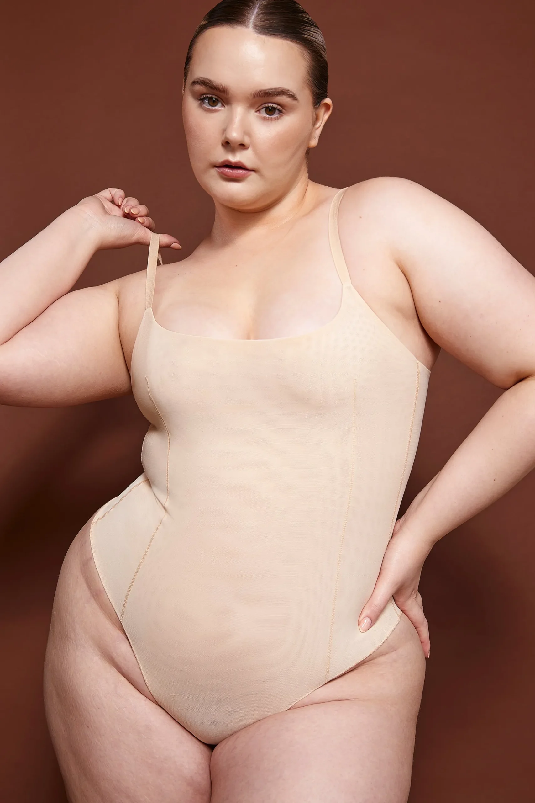 Oh Polly Lounge & Intimates | Bride To Be^Soft Mesh Bodysuit in Beige