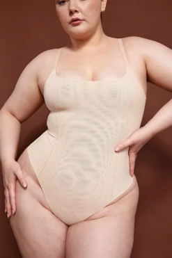 Oh Polly Lounge & Intimates | Bride To Be^Soft Mesh Bodysuit in Beige