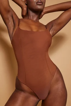 Oh Polly Lounge & Intimates | Bride To Be^Soft Mesh Bodysuit in Chestnut