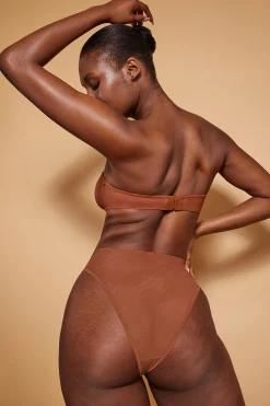 Oh Polly Lounge & Intimates | Bride To Be^Soft Mesh High Waisted Knicker in Chestnut
