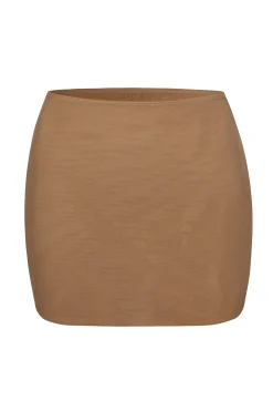 Oh Polly Lounge & Intimates | Bra Solutions^Soft Mesh Low-Rise Micro Mini Slip Skirt in Almond