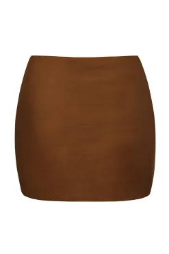 Oh Polly Lounge & Intimates | Bra Solutions^Soft Mesh Low-Rise Micro Mini Slip Skirt in Chestnut