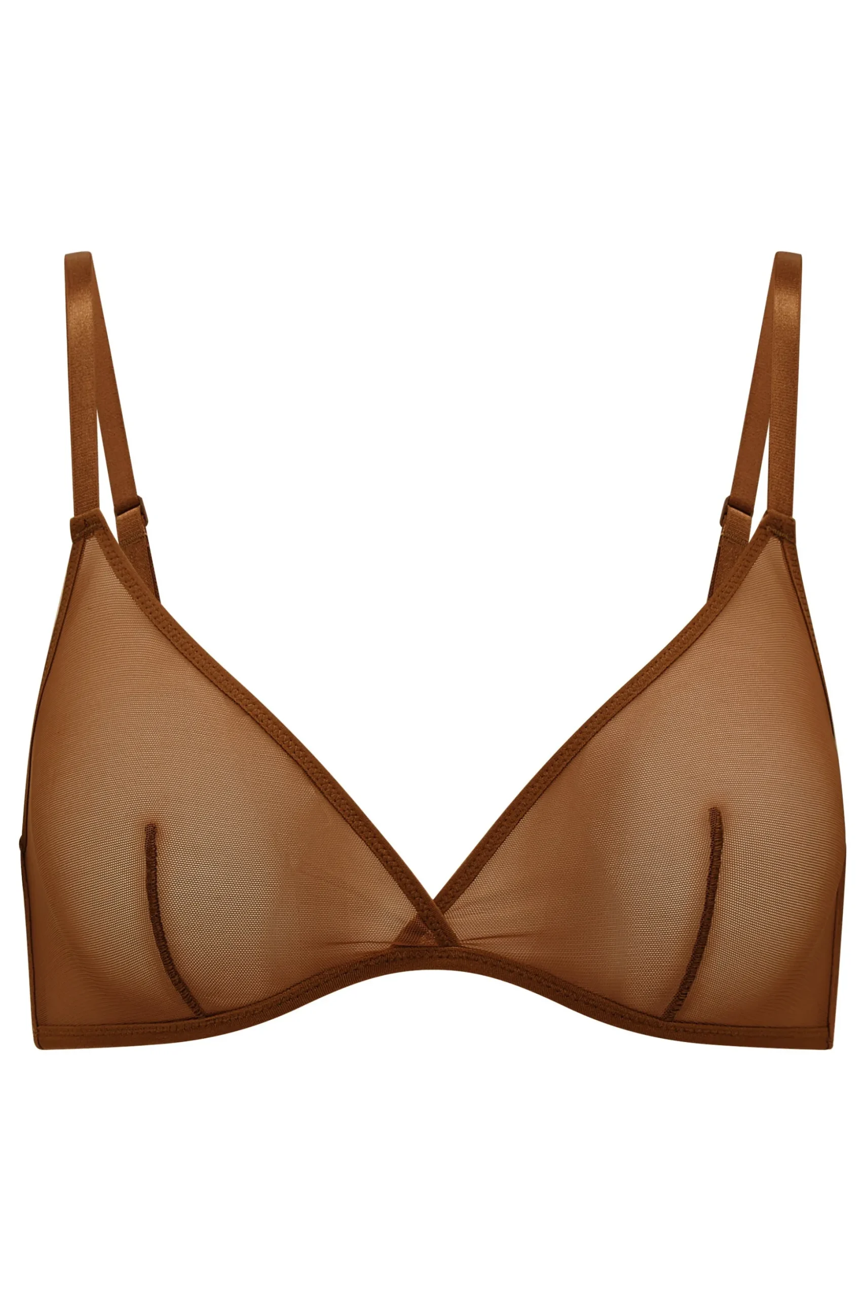 Oh Polly Lounge & Intimates | Bride To Be^Soft Mesh Single Layer Triangle Bra in Chestnut