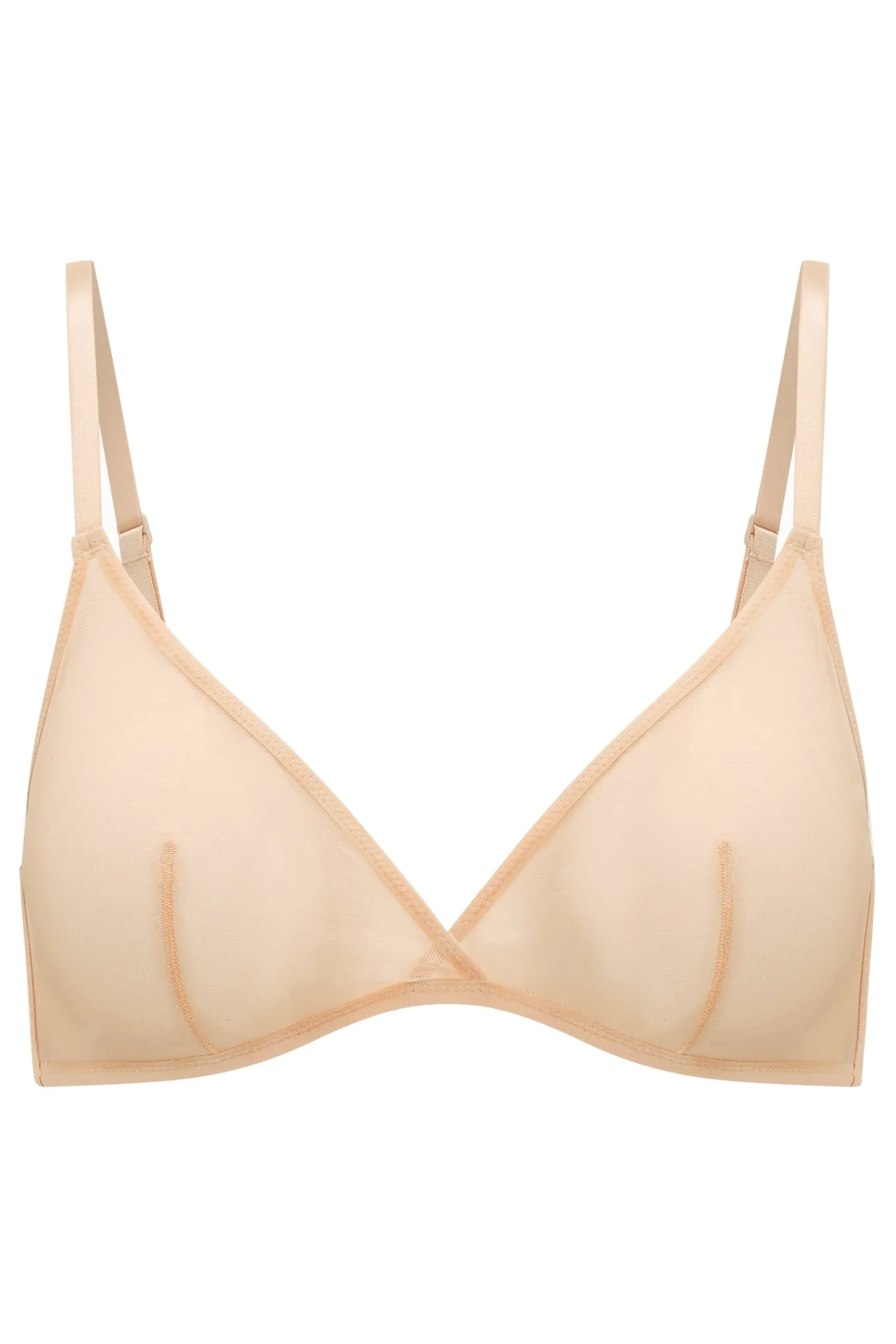 Oh Polly Lounge & Intimates | Bride To Be^Soft Mesh Single Layer Triangle Bra in Beige