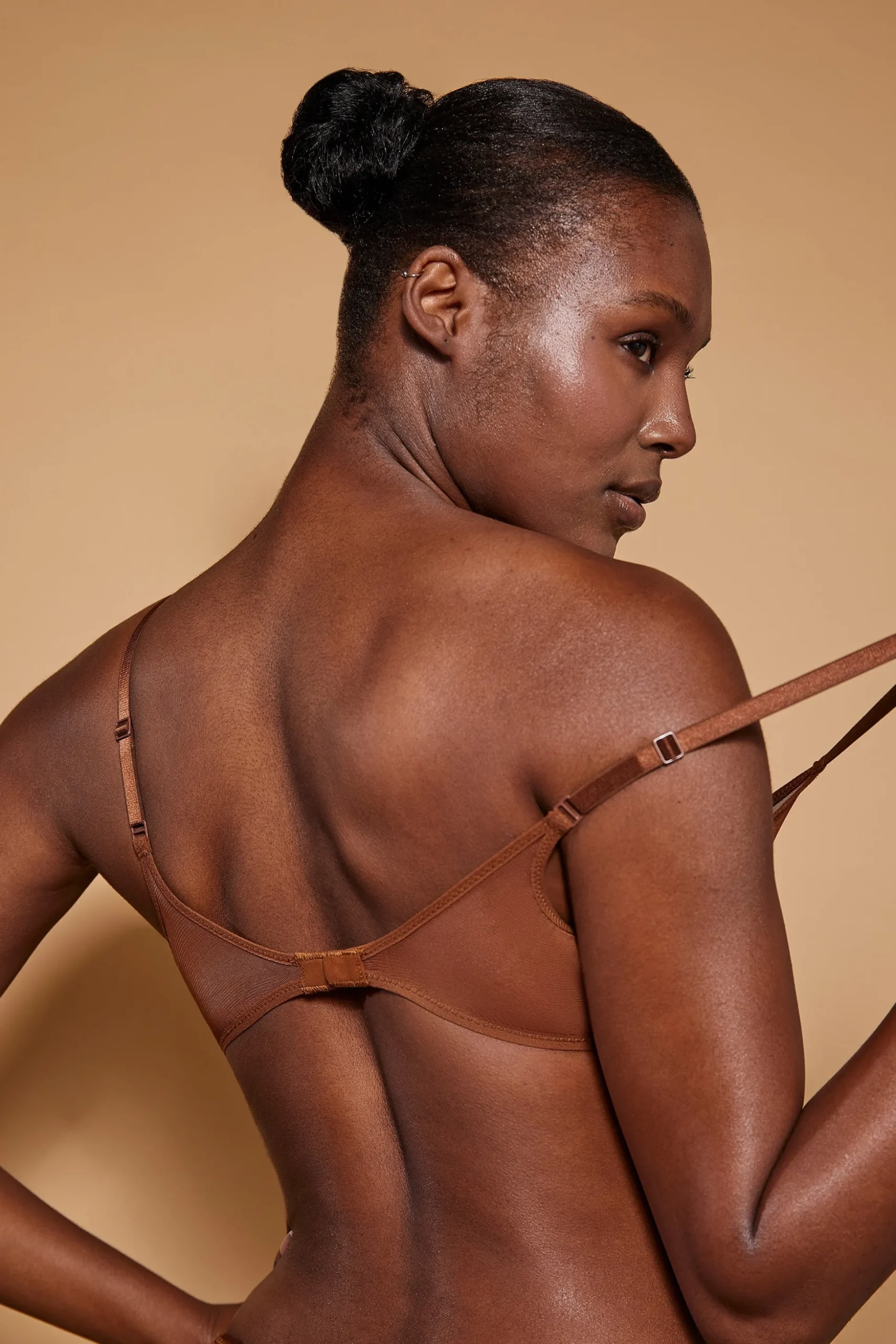 Oh Polly Lounge & Intimates | Bride To Be^Soft Mesh Single Layer Triangle Bra in Chestnut