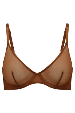 Oh Polly Lounge & Intimates | Bride To Be^Soft Mesh Single Layer Underwired Bra in Chestnut