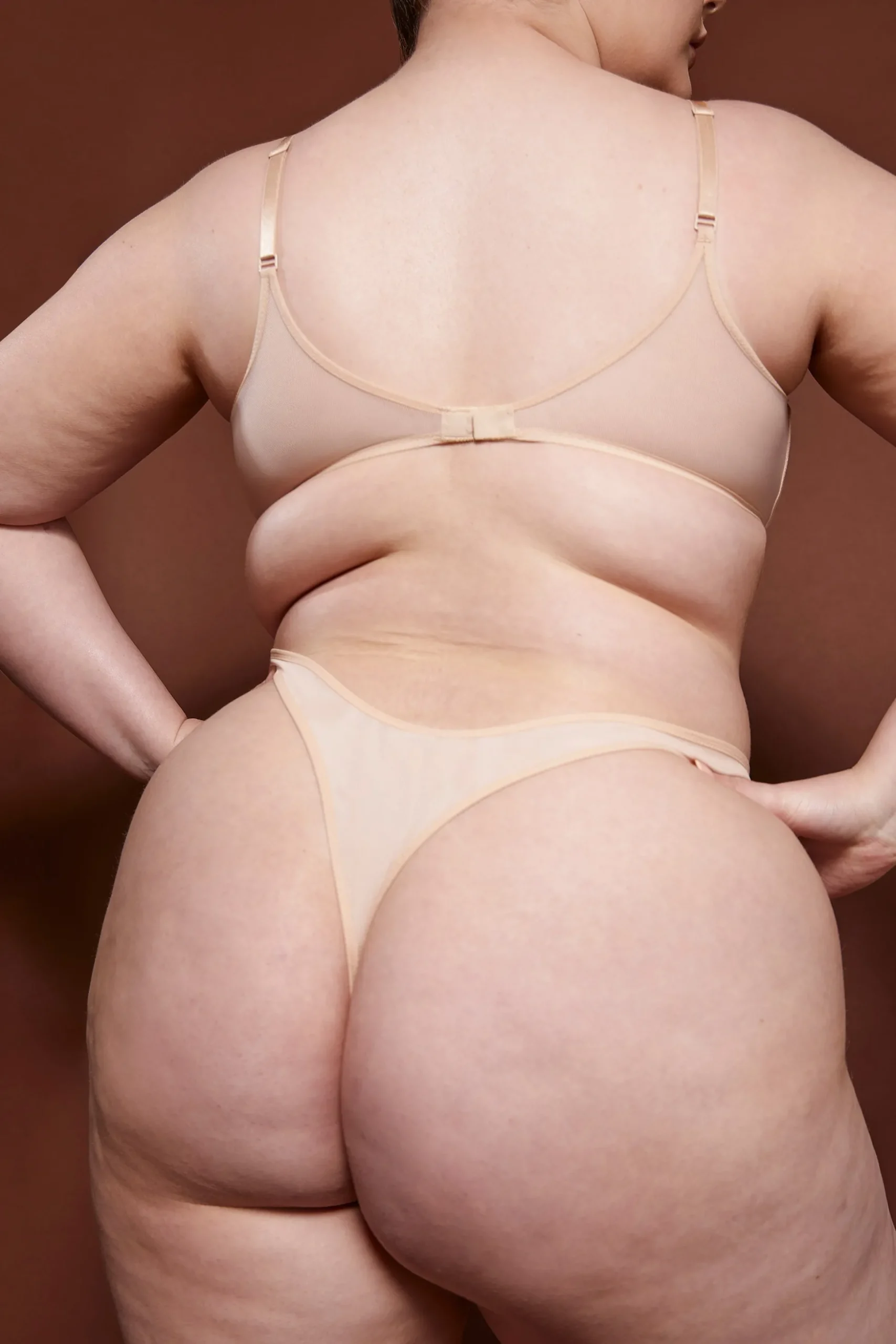 Oh Polly Lounge & Intimates | Bride To Be^Soft Mesh Thong in Beige