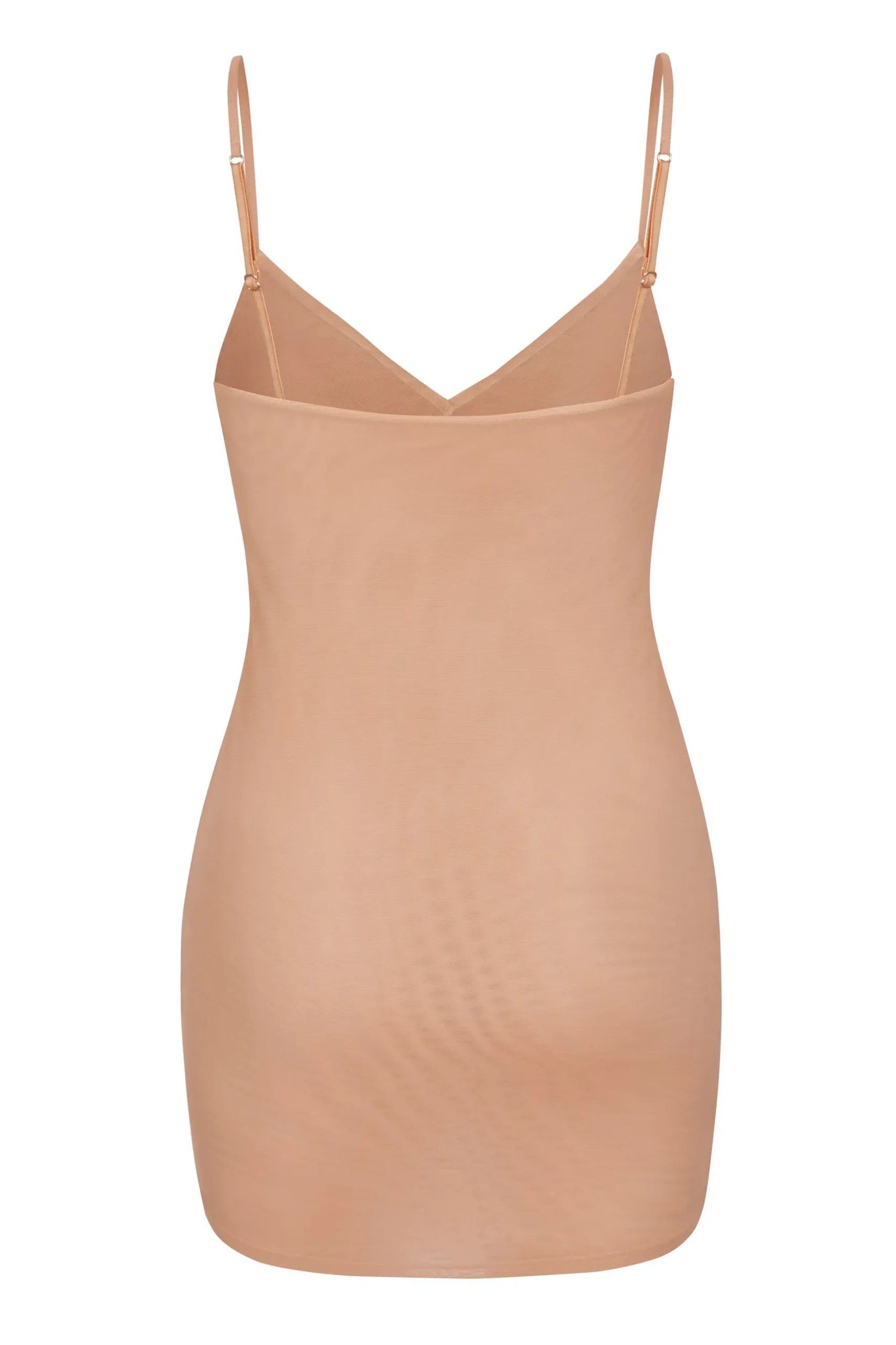 Oh Polly Lounge & Intimates | Bra Solutions^Soft Mesh V-Neck Mini Slip Dress in Warm Peach WarmPeach