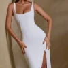 Oh Polly Bride To Be^Square Neck Bodycon Midi Dress in White