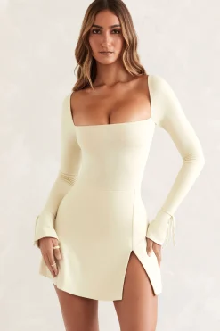 Oh Polly Bride To Be | Tencel™ Modal Dresses^Square Neck Long Sleeve Mini Dress in Ivory