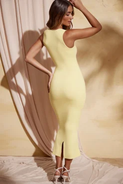 Oh Polly Tencel™ Modal Dresses^Square Neck Midi Dress in Pastel Yellow PastelYellow