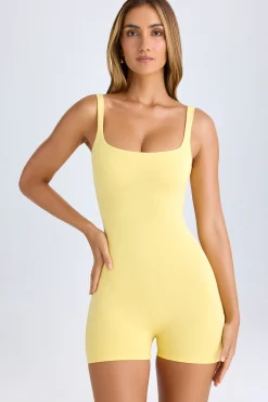 Oh Polly Jumpsuits & Unitards^Square-Neck Unitard in Lemon Sherbet