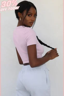 Oh Polly Women'S Clothing Sale - $65 And Under | Women'S Clothing Sale - $40 And Under^Staple Short Sleeve Crop Top in Pink