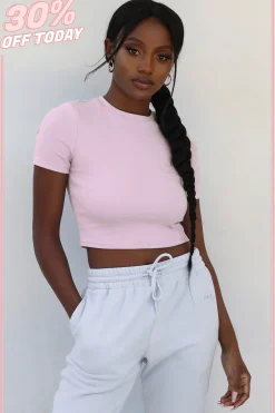 Oh Polly Women'S Clothing Sale - $65 And Under | Women'S Clothing Sale - $40 And Under^Staple Short Sleeve Crop Top in Pink