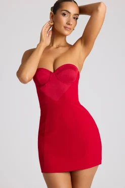 Oh Polly Night Out | Satin Dresses^Strapless A-Line Mini Dress in Fire Red FireRed
