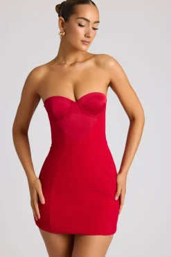 Oh Polly Night Out | Satin Dresses^Strapless A-Line Mini Dress in Fire Red FireRed
