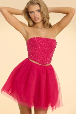 Oh Polly Women'S Clothing Sale - $65 And Under | Women'S Clothing Sale - $40 And Under^Strapless Corset Crop Top in Hot Pink HotPink