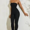 Oh Polly Jumpsuits & Unitards^Strapless Flared Hem Jumpsuit in Black