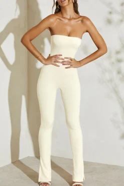 Oh Polly Jumpsuits & Unitards | Bride To Be^Strapless Flared Hem Jumpsuit in Ivory