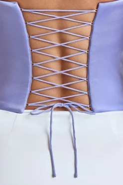 Oh Polly Women'S Clothing Sale - $65 And Under | Wedding Guest^Strapless Lace-Up Satin Corset in Blue Lavender BlueLavender