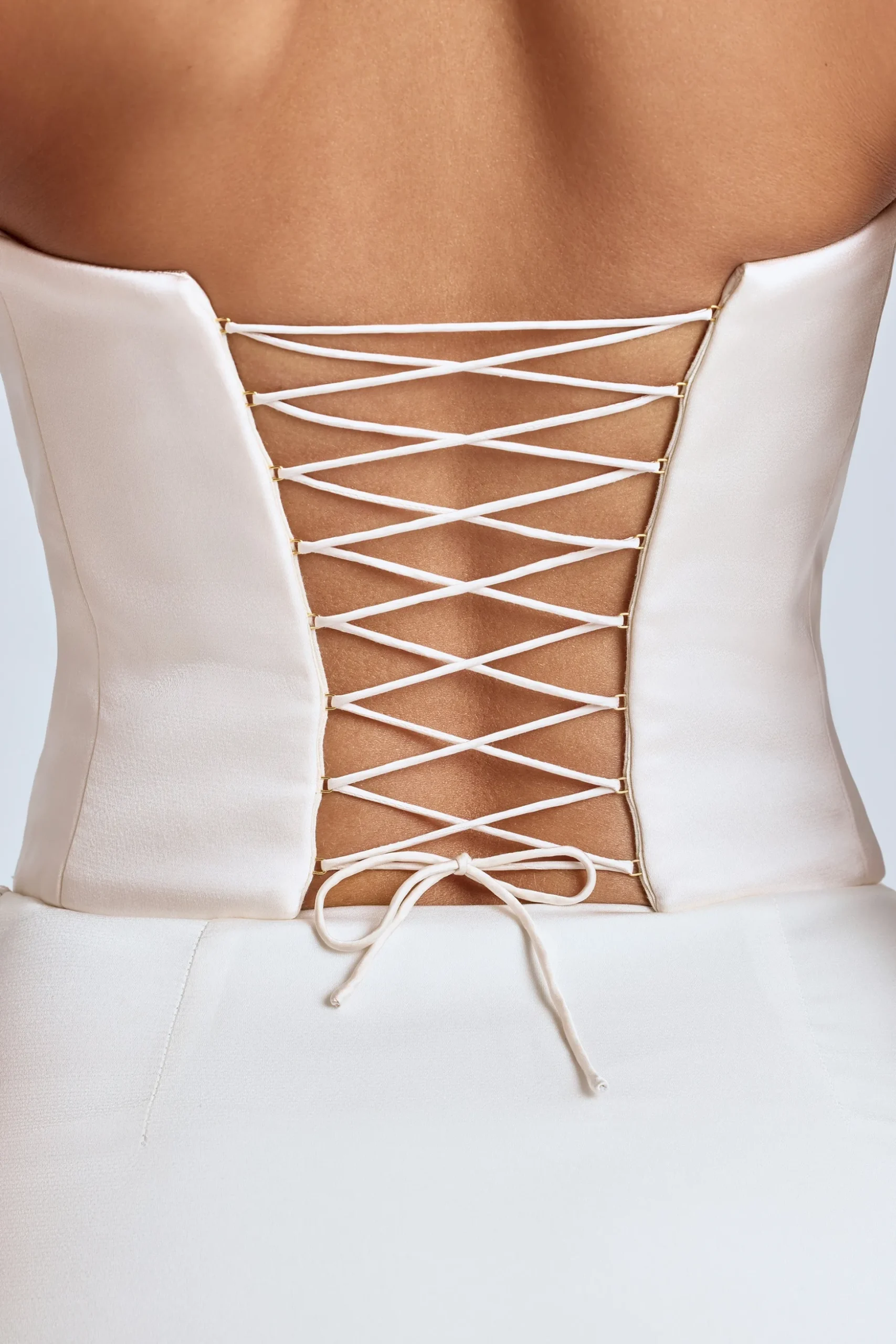 Oh Polly Women'S Clothing Sale - $65 And Under | Bride To Be^Strapless Lace-Up Satin Corset in Ivory
