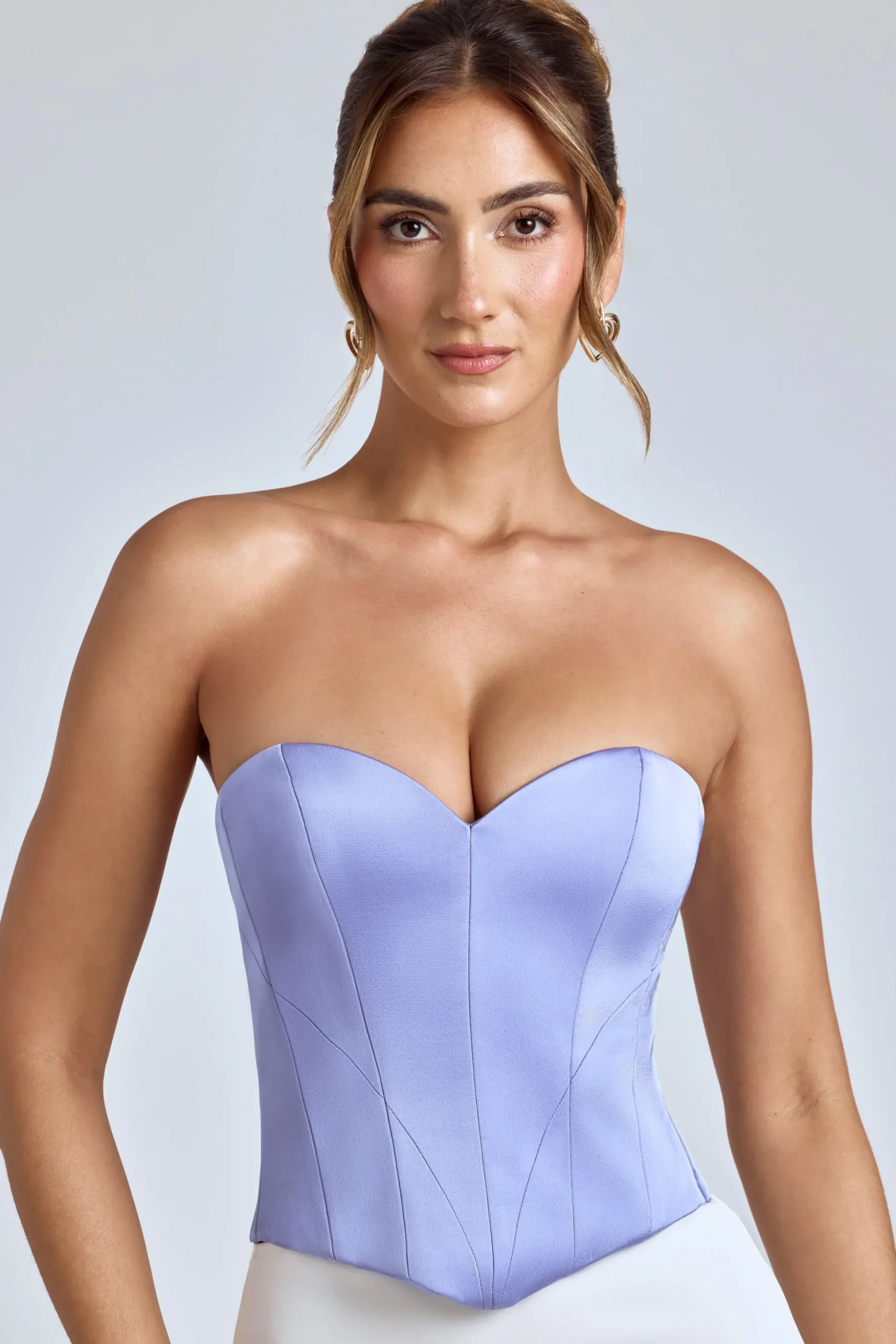 Oh Polly Women'S Clothing Sale - $65 And Under | Wedding Guest^Strapless Lace-Up Satin Corset in Blue Lavender BlueLavender