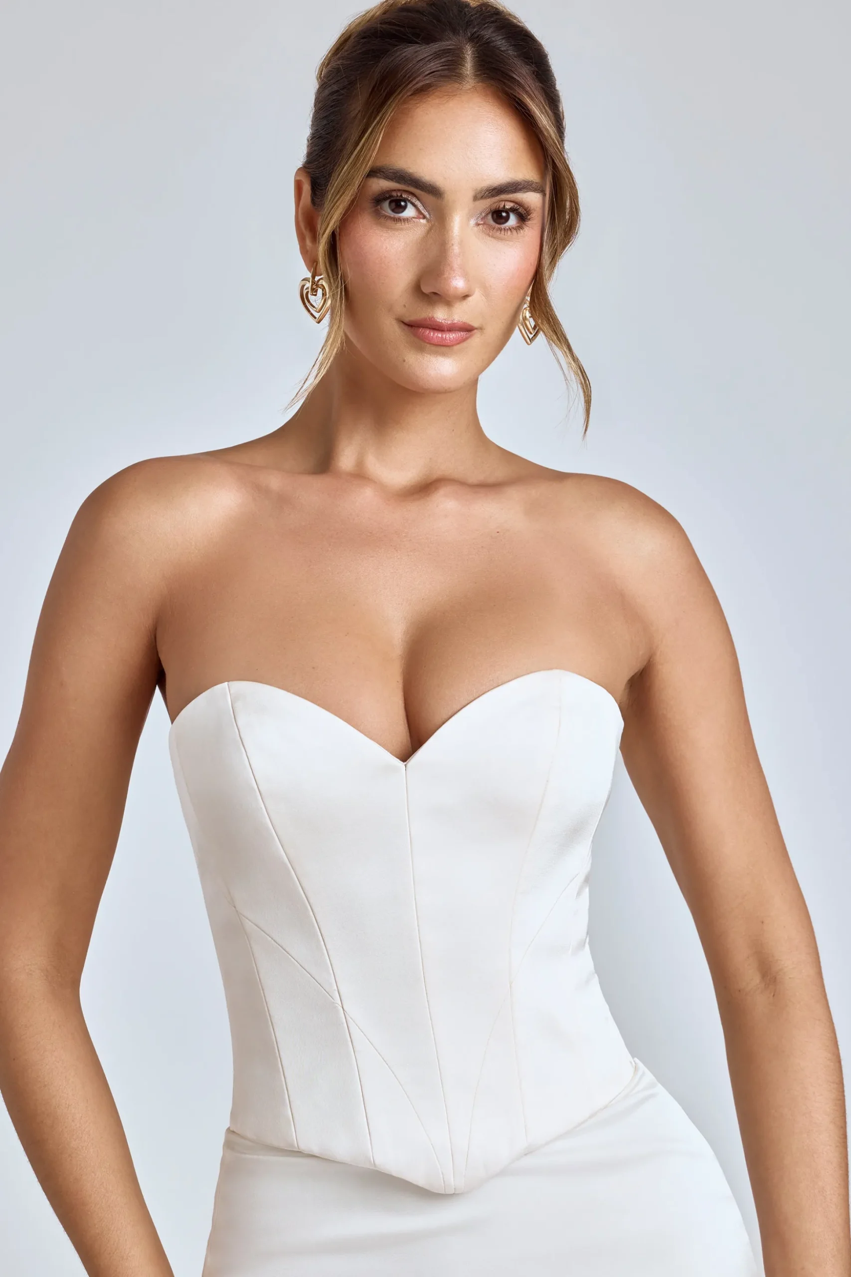 Oh Polly Women'S Clothing Sale - $65 And Under | Bride To Be^Strapless Lace-Up Satin Corset in Ivory