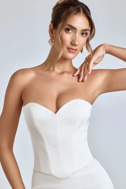 Oh Polly Women'S Clothing Sale - $65 And Under | Bride To Be^Strapless Lace-Up Satin Corset in Ivory