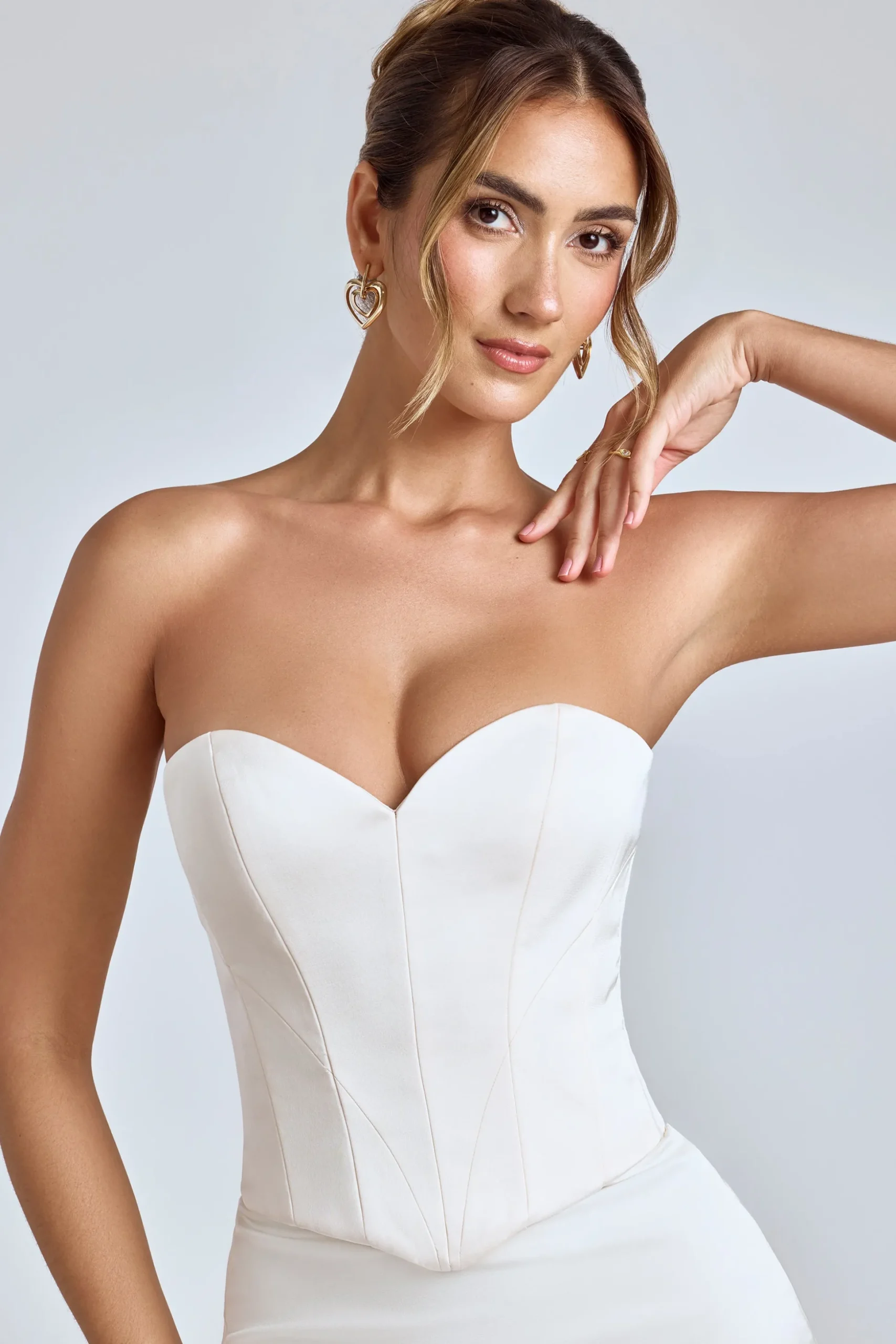 Oh Polly Women'S Clothing Sale - $65 And Under | Bride To Be^Strapless Lace-Up Satin Corset in Ivory