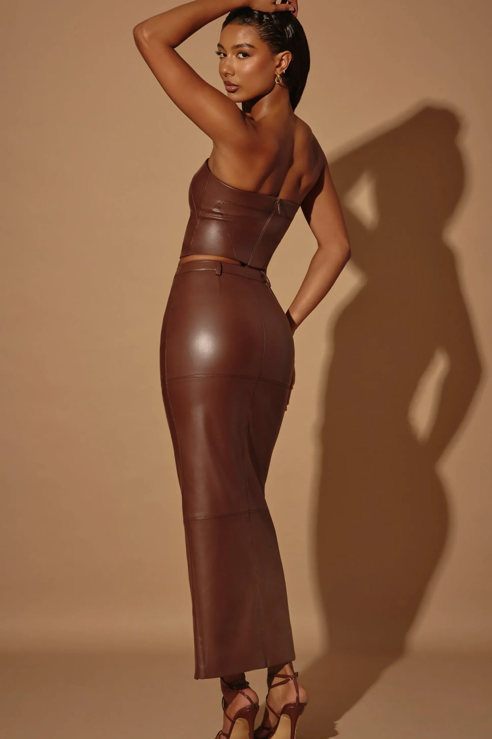 Oh Polly Women'S Clothing Sale - $65 And Under | Women'S Clothing Sale - $40 And Under^Strapless Vegan Leather Corset Top in Brown