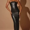 Oh Polly Women'S Clothing Sale - $65 And Under^Strapless Vegan Leather Maxi Dress in Black