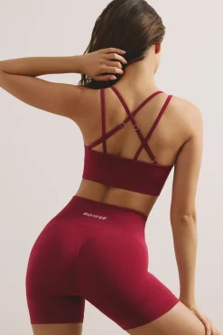 Oh Polly Matching Sets | Sports Bras^Strappy Define Luxe Sports Bra in Raspberry