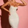 Oh Polly Party Dresses | Bride To Be^Strappy Embellished Midi Dress in White
