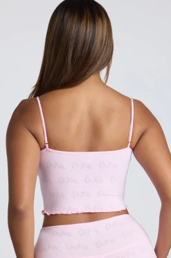 Oh Polly Lounge & Intimates | Co-Ords^Strappy Ruched Pointelle Crop Top in Baby Pink BabyPink