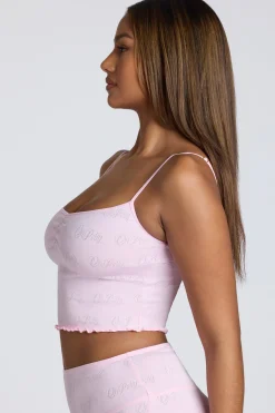Oh Polly Lounge & Intimates | Co-Ords^Strappy Ruched Pointelle Crop Top in Baby Pink BabyPink
