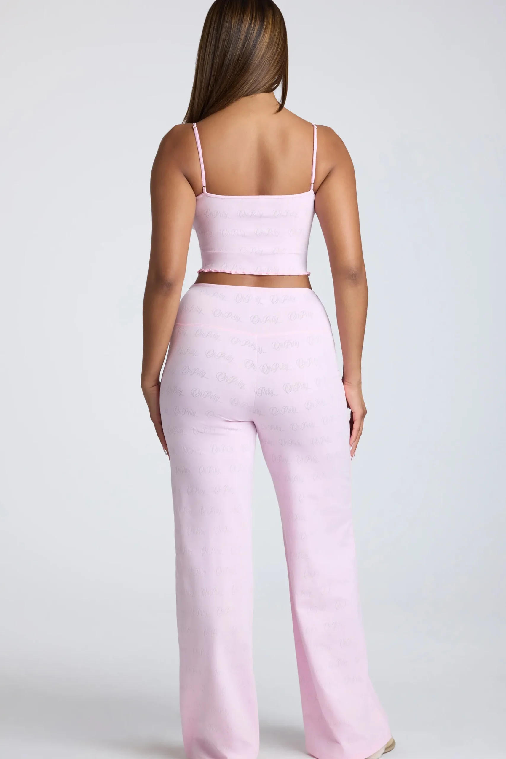 Oh Polly Lounge & Intimates | Co-Ords^Strappy Ruched Pointelle Crop Top in Baby Pink BabyPink