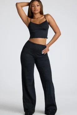 Oh Polly Women'S Clothing Sale - $65 And Under | Women'S Clothing Sale - $40 And Under^Strappy Ruched Pointelle Crop Top in Black