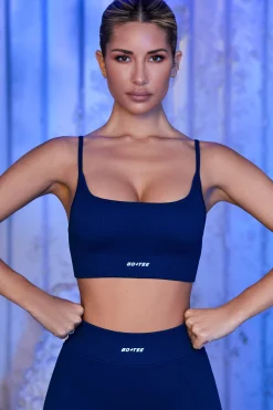 Oh Polly Sports Bras^Strappy Sports Bra in Navy