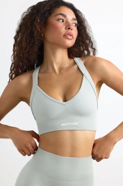 Oh Polly Matching Sets | Sports Bras^Super Sculpt Seamless Cross Back Sports Bra in Fog IceGrey