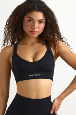 Oh Polly Matching Sets | Sports Bras^Super Sculpt Seamless Cross-Back Sports Bra in Black