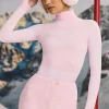 Oh Polly Tops | Tops^Super Sculpt Seamless Houndstooth Bodysuit in Pastel Pink PastelPink