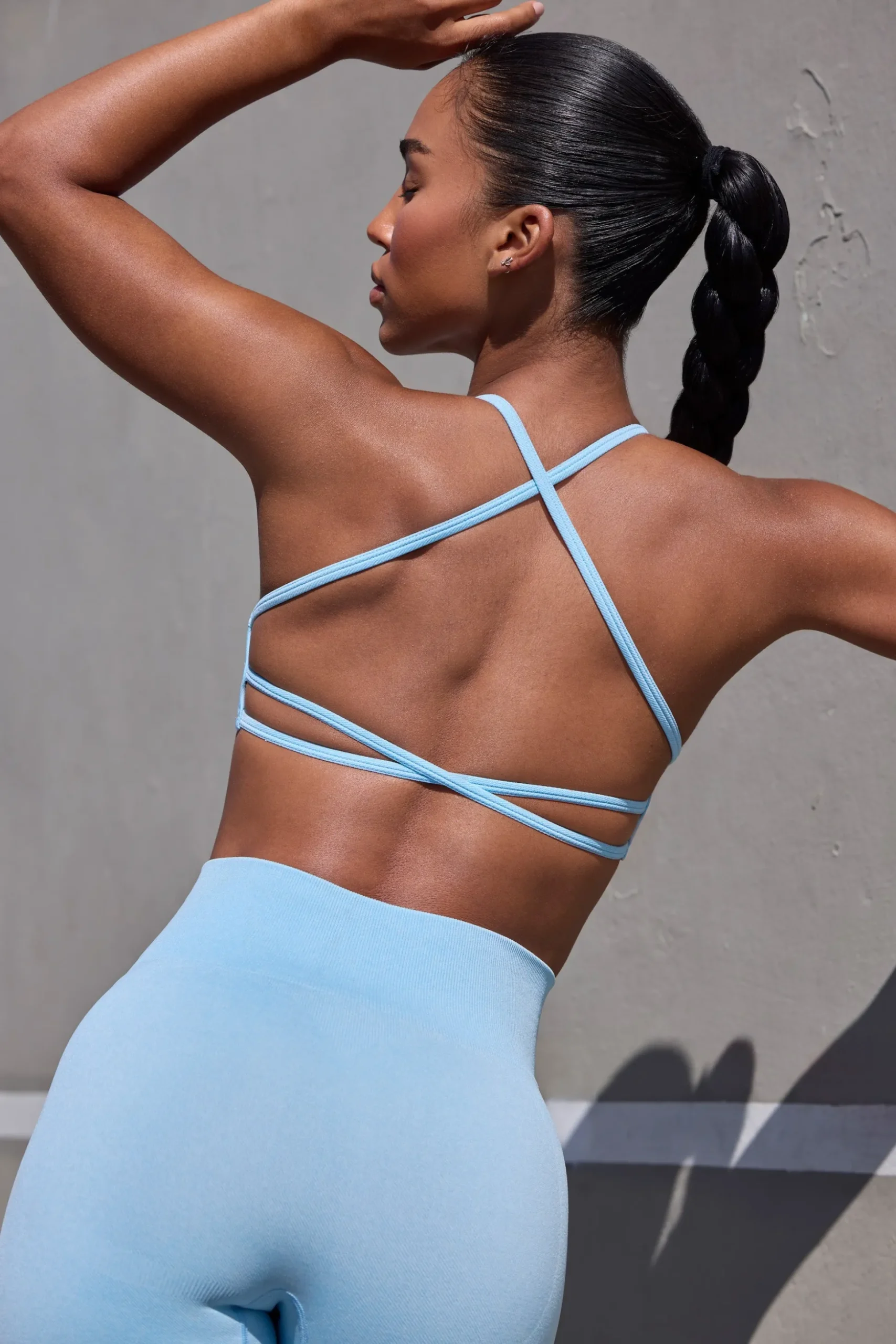 Oh Polly Matching Sets | Tops^Super Sculpt Seamless Open Back Sports Bra in Sky Blue SkyBlue